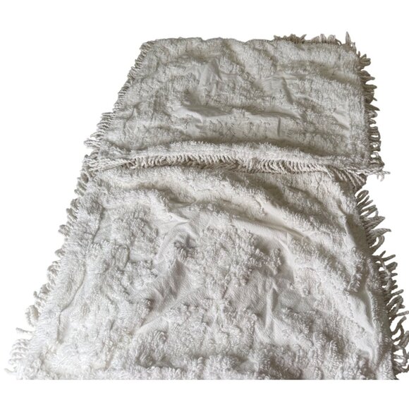 Lamont Home chenille Standard Cotton Pillow Shams Fringe Floral cottage core - Picture 1 of 8